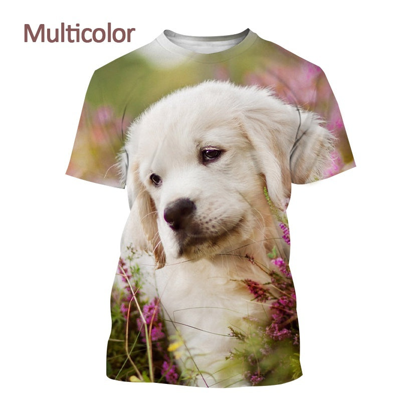 Men's And Women's Casual Golden Retriever 3D Printing T-shirt Fashion Short Sleeve