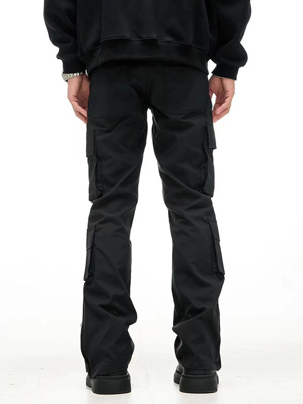 American Retro Multi-pocket Function Pants Wide Leg Black Cargo Pants