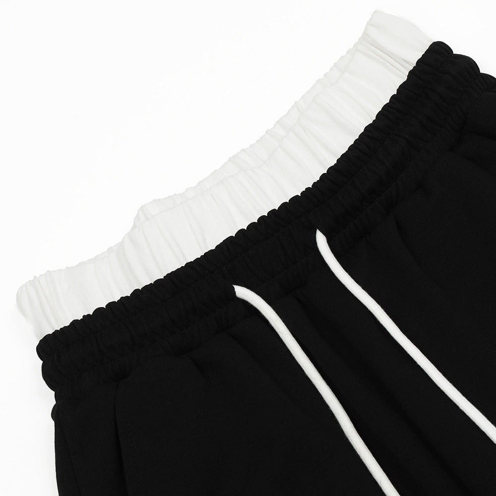 Color Matching Elastic Waist Casual Trousers For Men