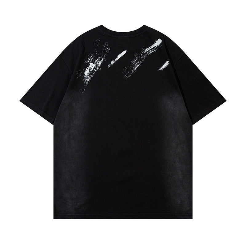 Men's Painting Dirty Cotton Short-sleeved T-shirt
