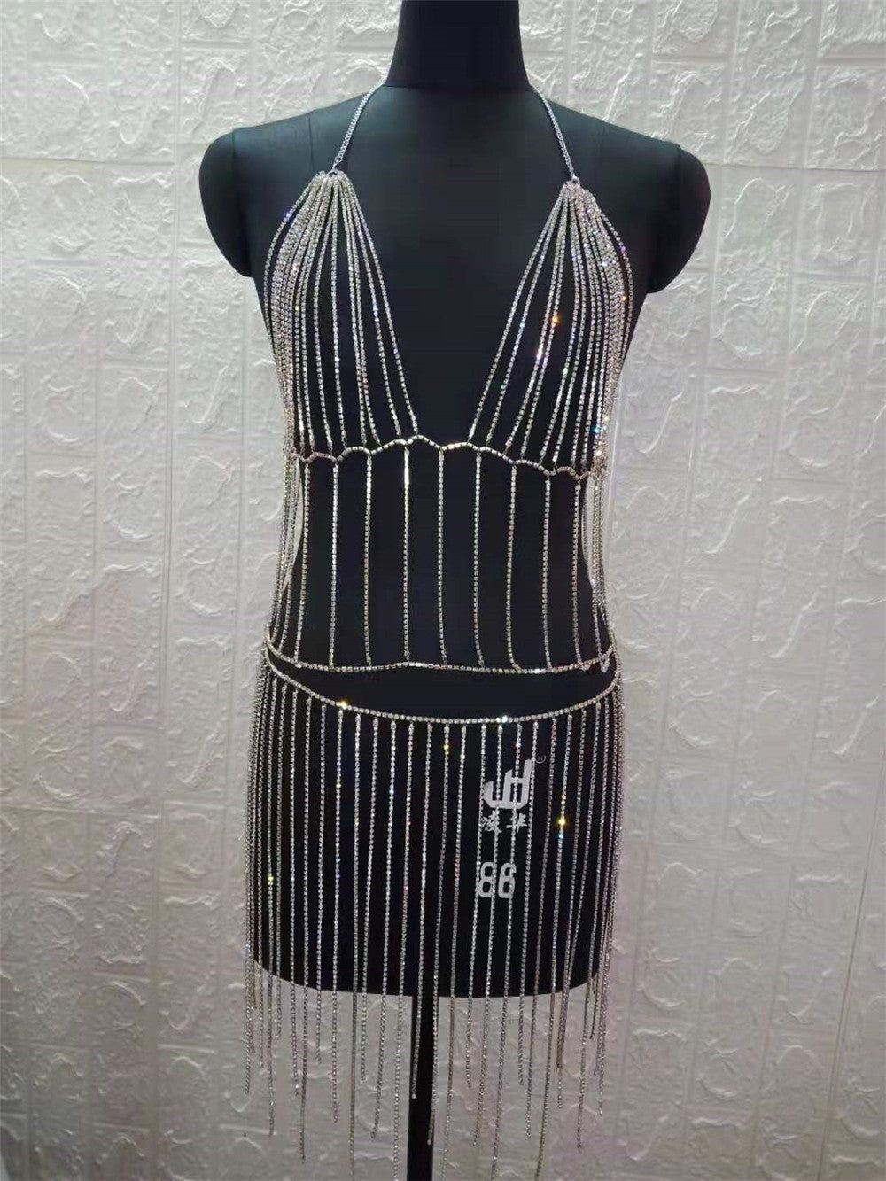 Suspender Bra Body Chain Skirt