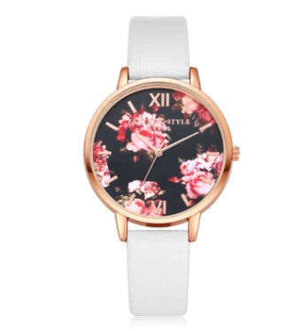 Fashion Leather Strap Rose Gold Watch