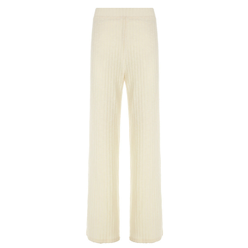 European And American Solid Color Line Knitted Casual Pants
