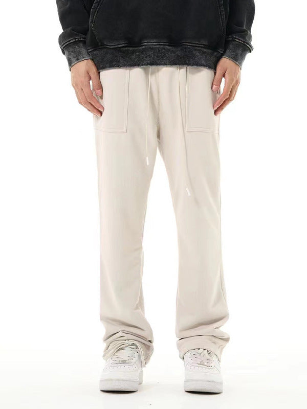 American-style Vintage Zipper Pocket Drawstring Sweatpants