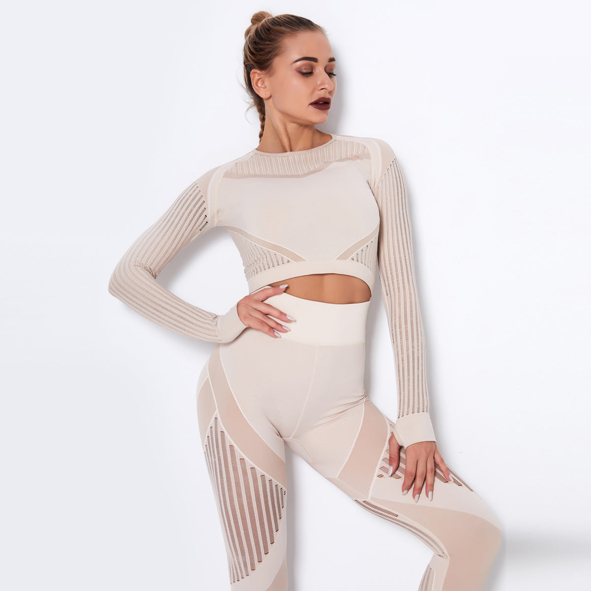Quick-drying Exercise Yoga Long Sleeve Striped Fitness TOP