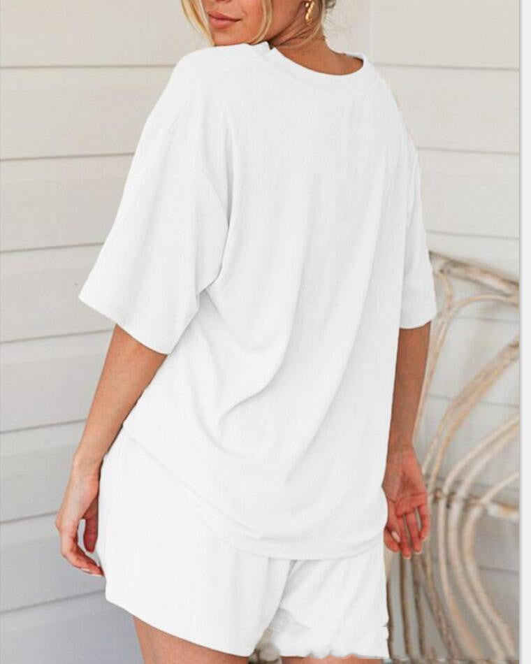 Loose Plus Size Casual Shorts Two-piece Suit