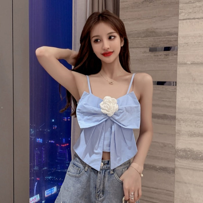 Women's Sleeveless Short Bow Small Camisole