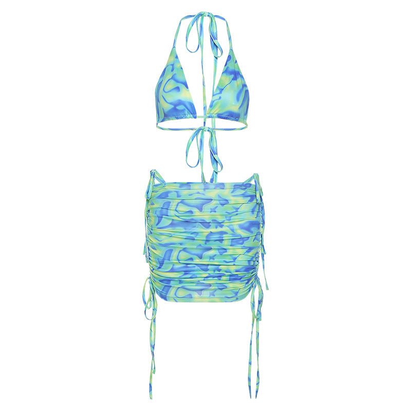 European And American Style Summer New Women's Sexy Mini Vest Fashion Bag Hip Skirt Casual Suit