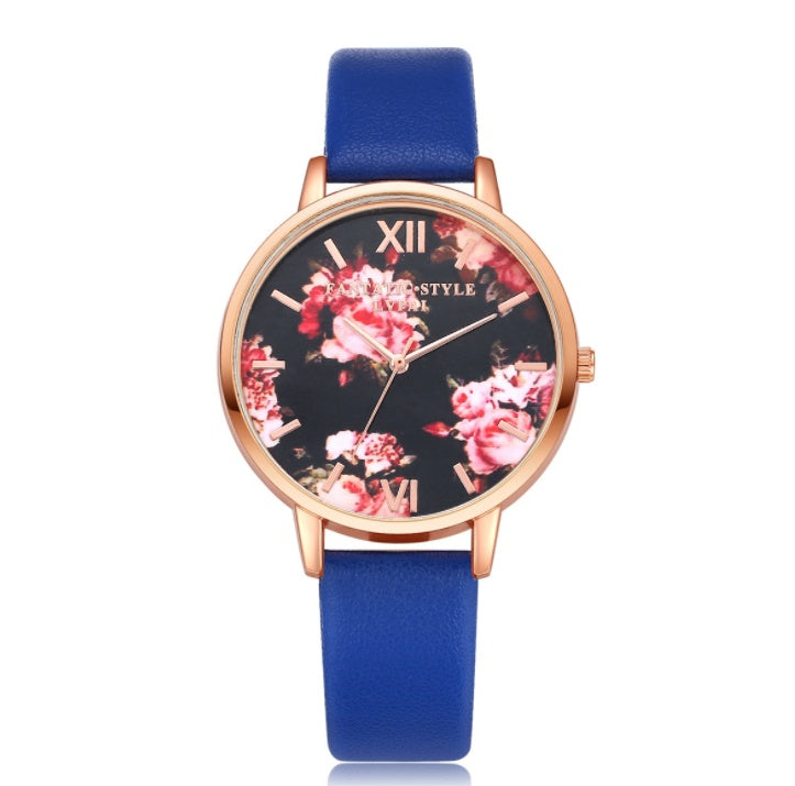 Fashion Leather Strap Rose Gold Watch