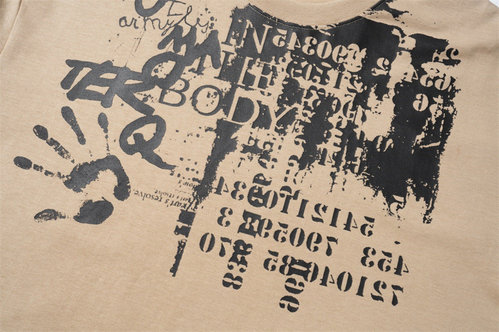 Palm Print Abstract Printing Short Sleeve Men