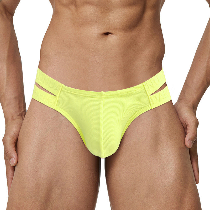Dopamine Color Matching Thread Cotton Double Belt Hollow Low Waist Hip Lifting Underwear