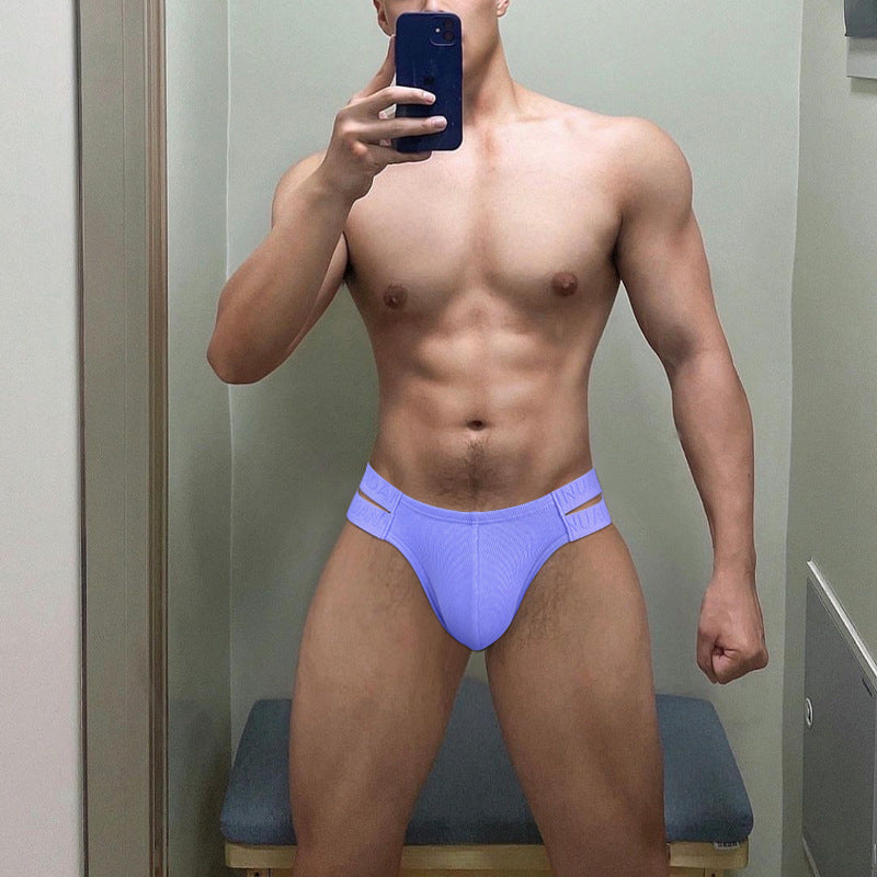Dopamine Color Matching Thread Cotton Double Belt Hollow Low Waist Hip Lifting Underwear