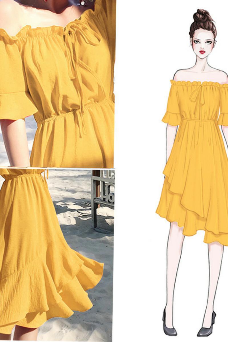 Women's dress with short sleeves