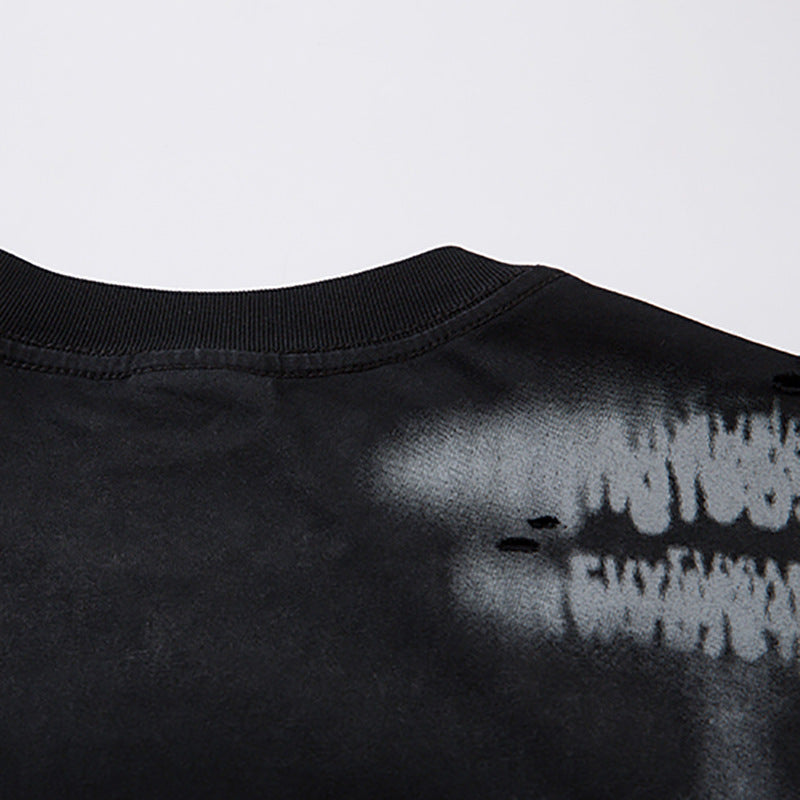 Fashion Spray Painting Dirty Ripped Men's Top