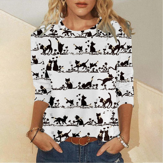 Women's Christmas Element Printed Casual Long Sleeve T-Shirt