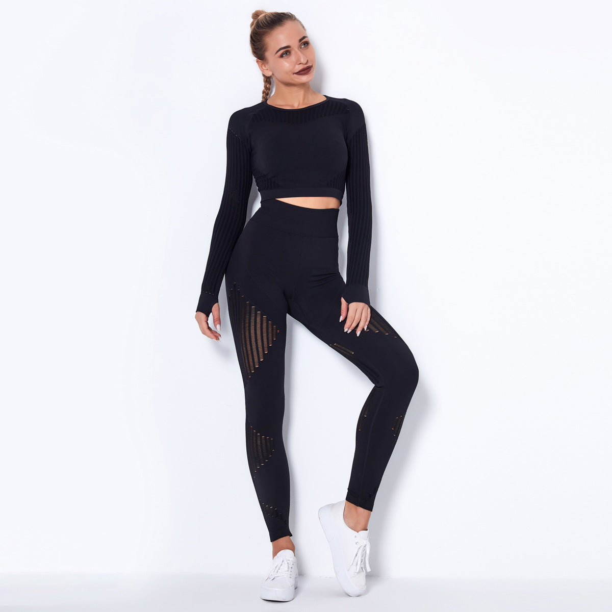 Quick-drying Exercise Yoga Long Sleeve Striped Fitness TOP