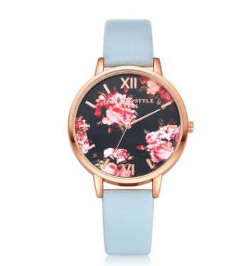 Fashion Leather Strap Rose Gold Watch