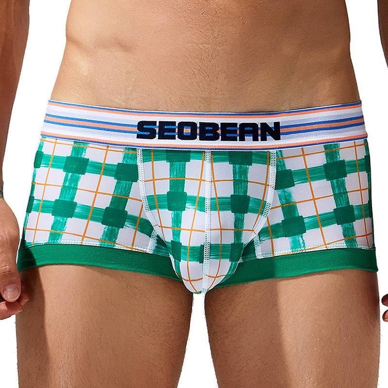 Fashion Personality Plaid Men's Low Waist Boxers
