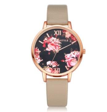 Fashion Leather Strap Rose Gold Watch