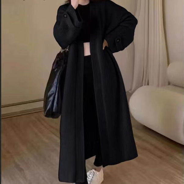 Korean Style High Sense Long Sweater Coat Mid-length