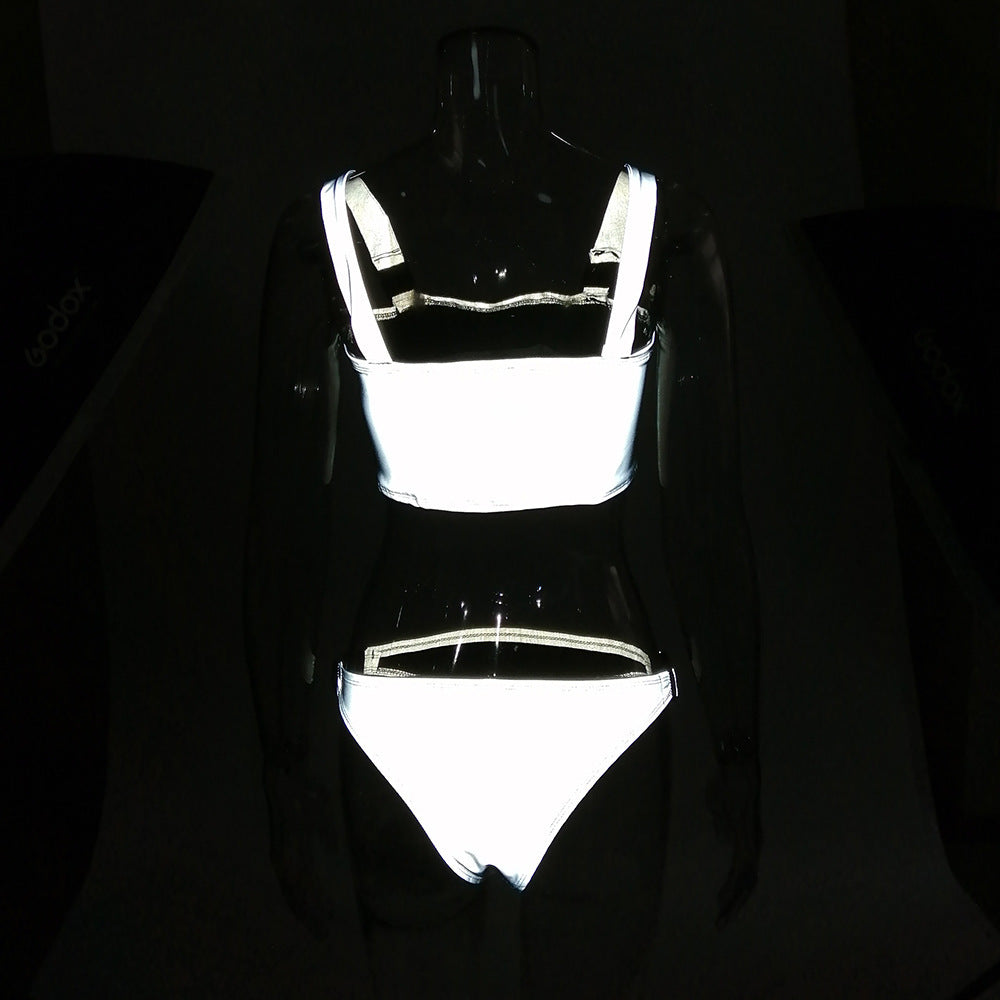 Schoolbag buckle stitching split swimsuit