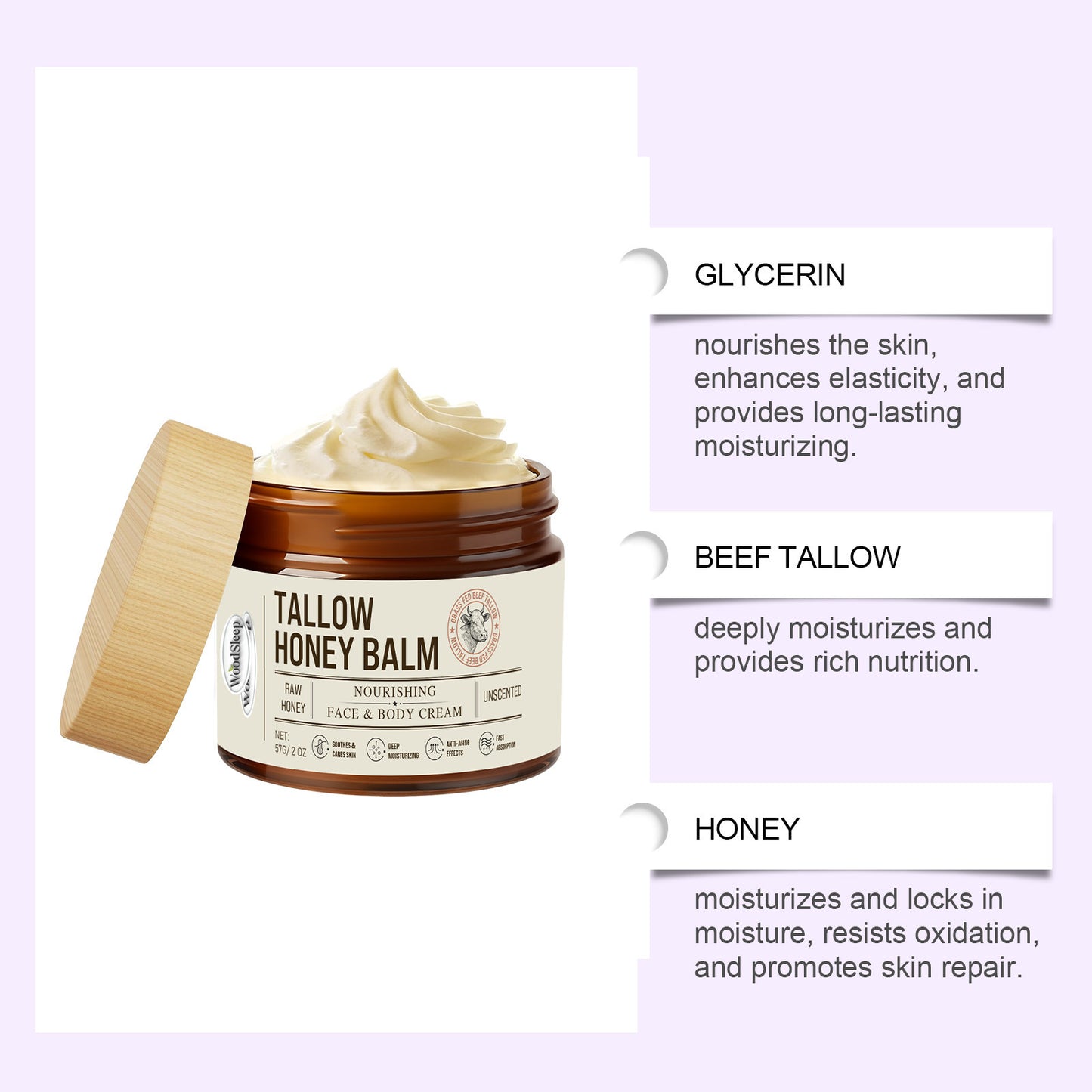 Tallow Honey Skin Repair Moisturizing Cream Relieve Skin Dryness Nourish Restore Skin Elasticity