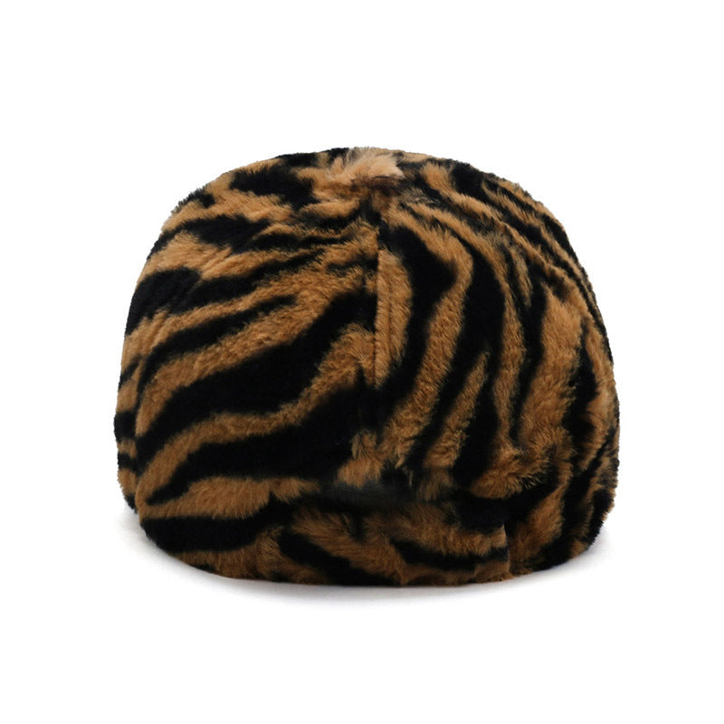 Fashion Leopard Fleece Baseball All-matching Peaked Cap