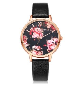 Fashion Leather Strap Rose Gold Watch