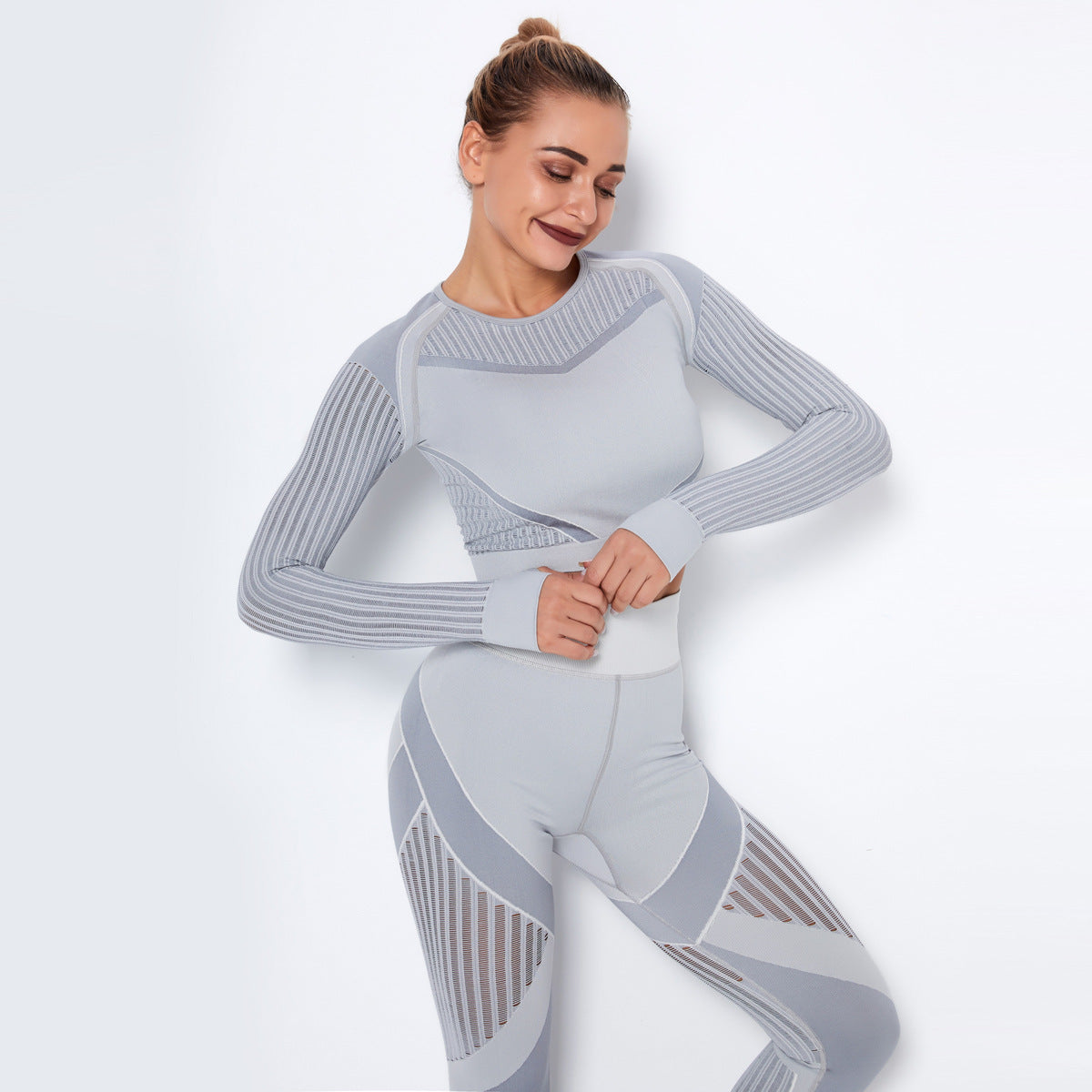 Quick-drying Exercise Yoga Long Sleeve Striped Fitness TOP