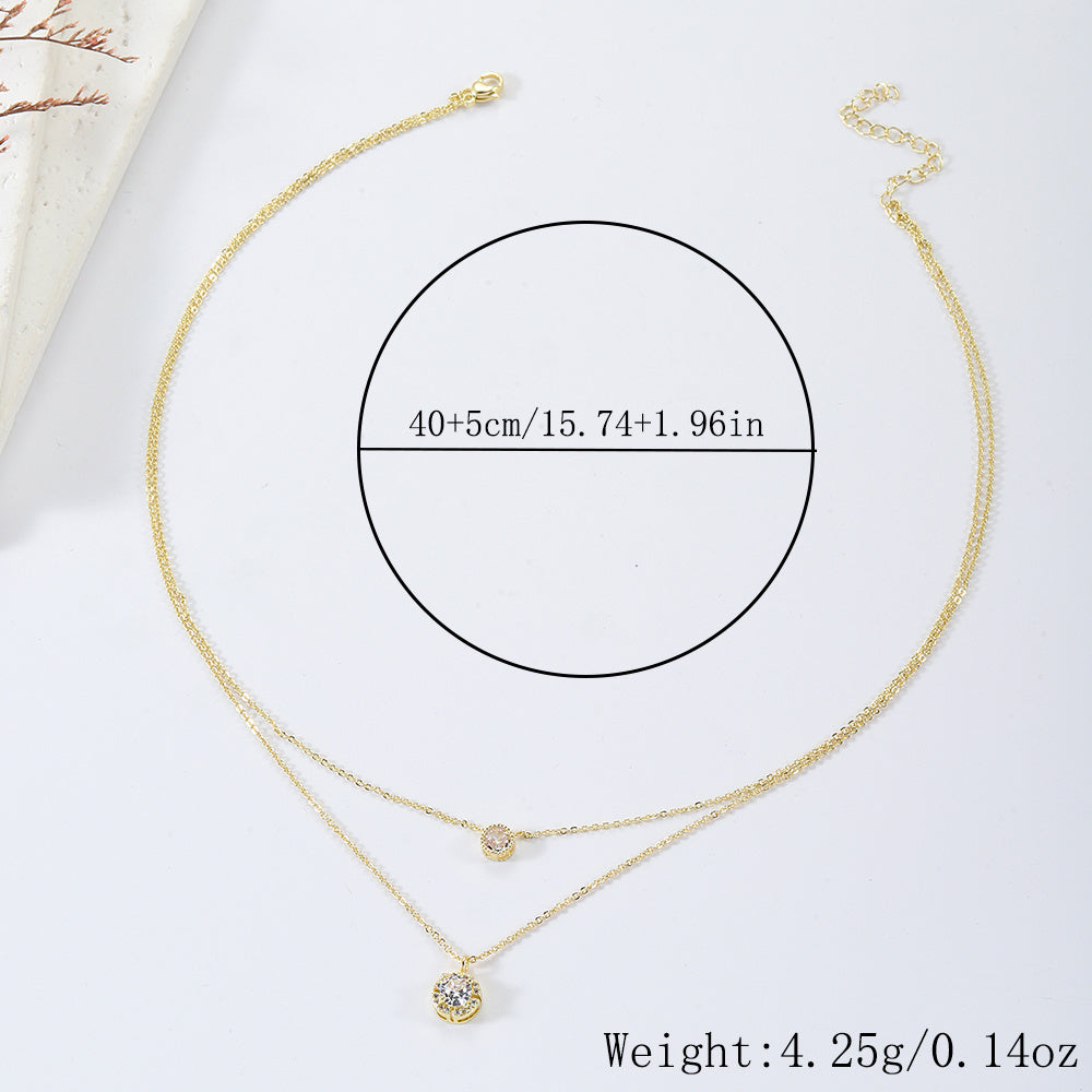 Sparkling Three-dimensional Zircon Pendant Necklace