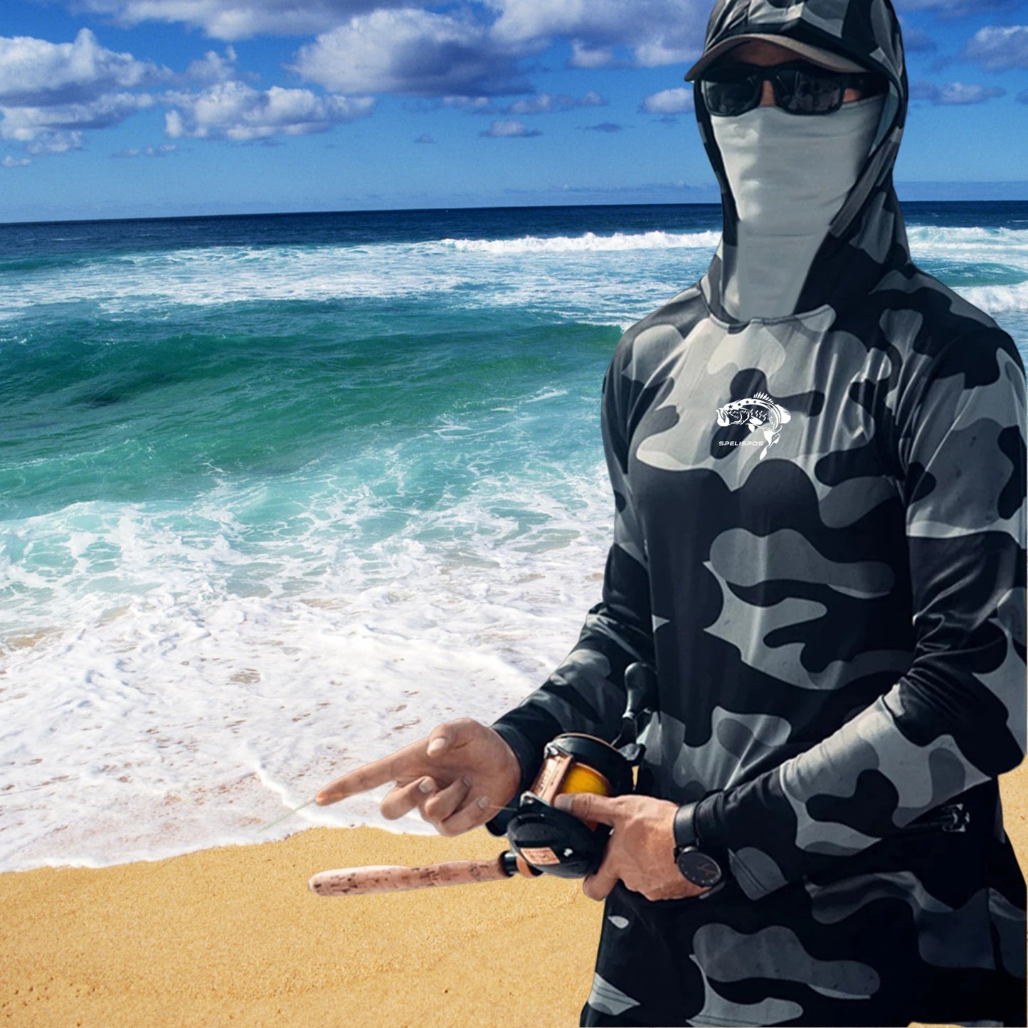 Fishing Hoodie Face Mask Neck Cover Sailing Shirt