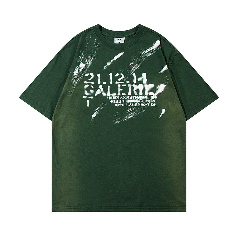 Men's Painting Dirty Cotton Short-sleeved T-shirt