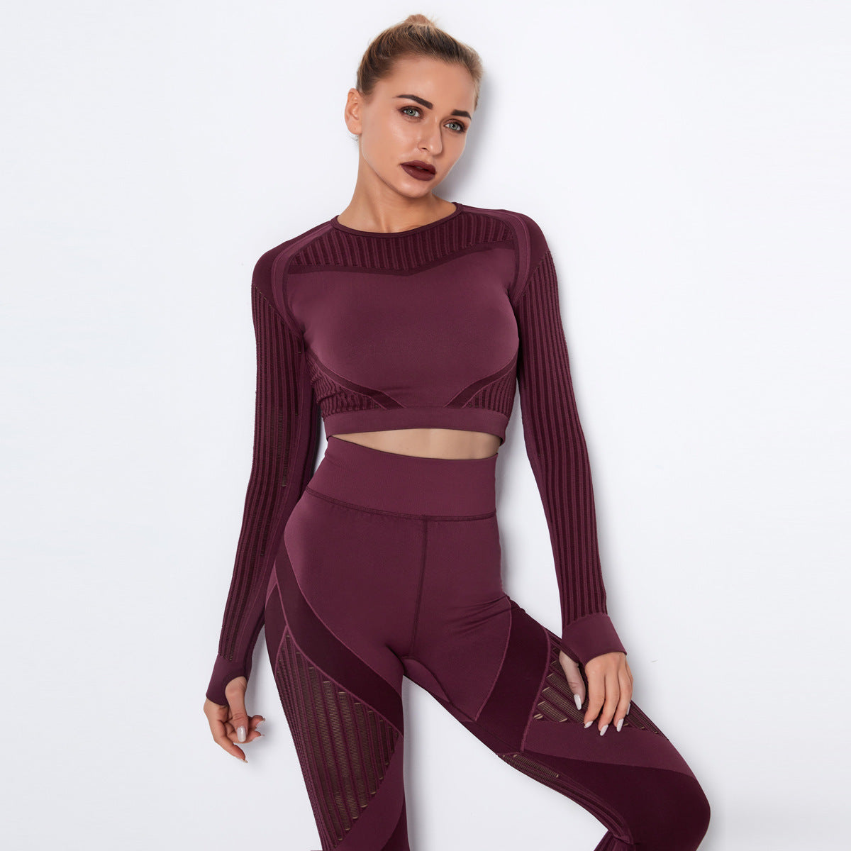 Quick-drying Exercise Yoga Long Sleeve Striped Fitness TOP