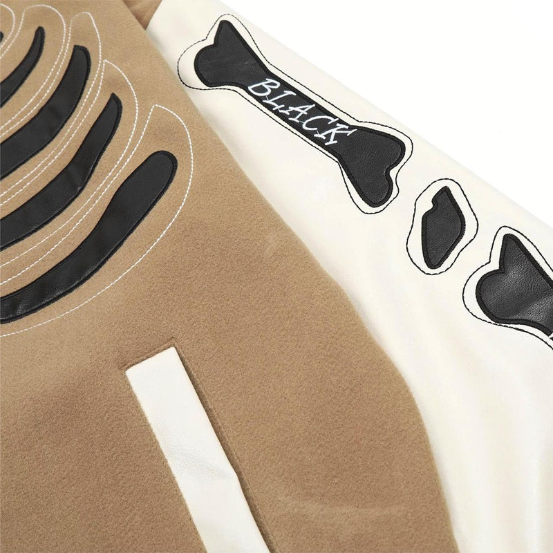 Niche Design Sense Skeleton Patch Embroidered Baseball Jacket