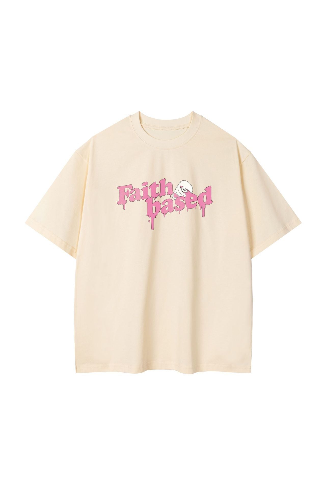 Creative Liquefied Letter Short Sleeve American Heavy Pure Cotton Loose T-shirt
