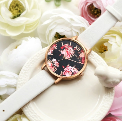 Fashion Leather Strap Rose Gold Watch