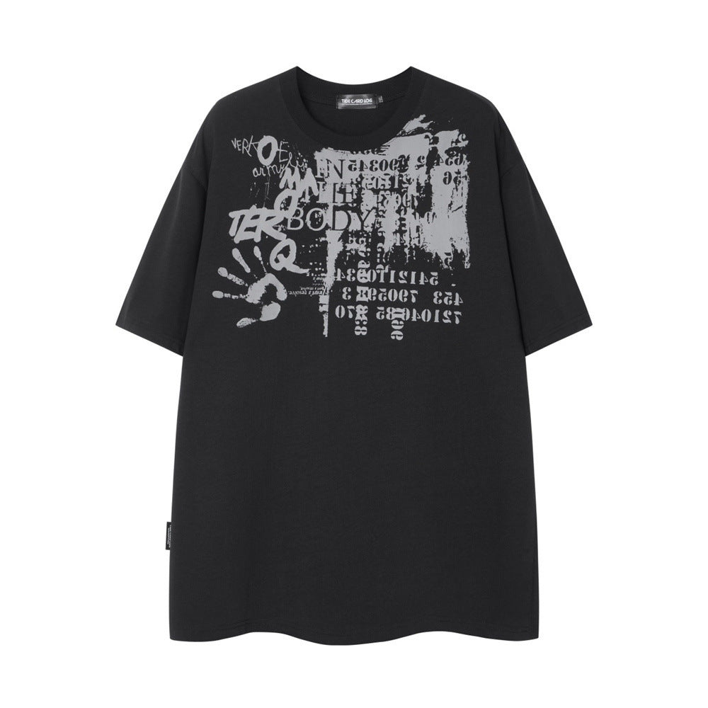 Palm Print Abstract Printing Short Sleeve Men