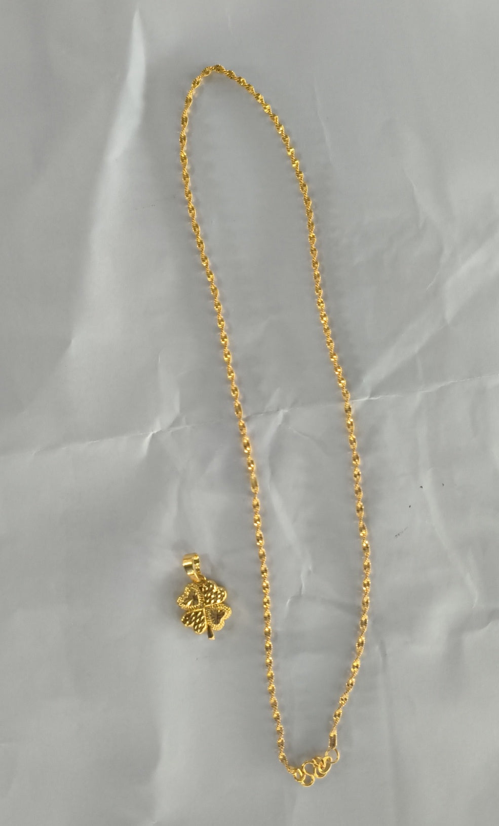 Gold-plated Brass Pendant Necklace For Women, Water Wave Textured Collarbone Chain