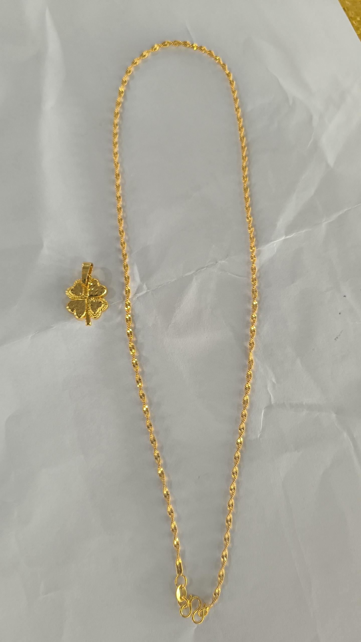 Gold-plated Brass Pendant Necklace For Women, Water Wave Textured Collarbone Chain