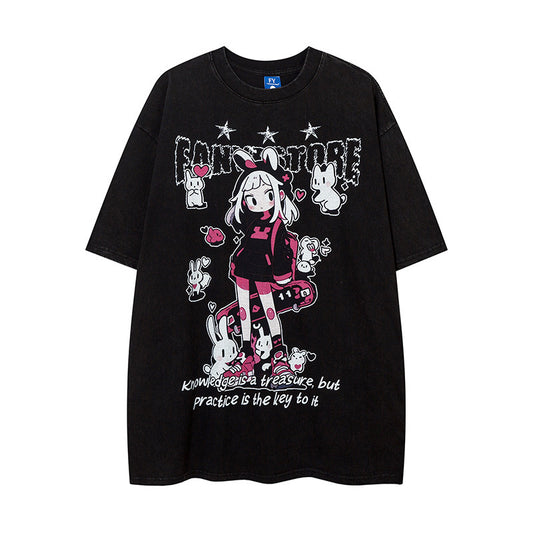 Anime Girl Print Short Sleeve Men And Women