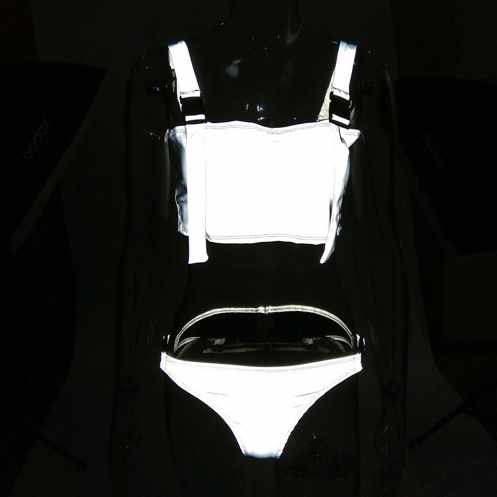 Schoolbag buckle stitching split swimsuit