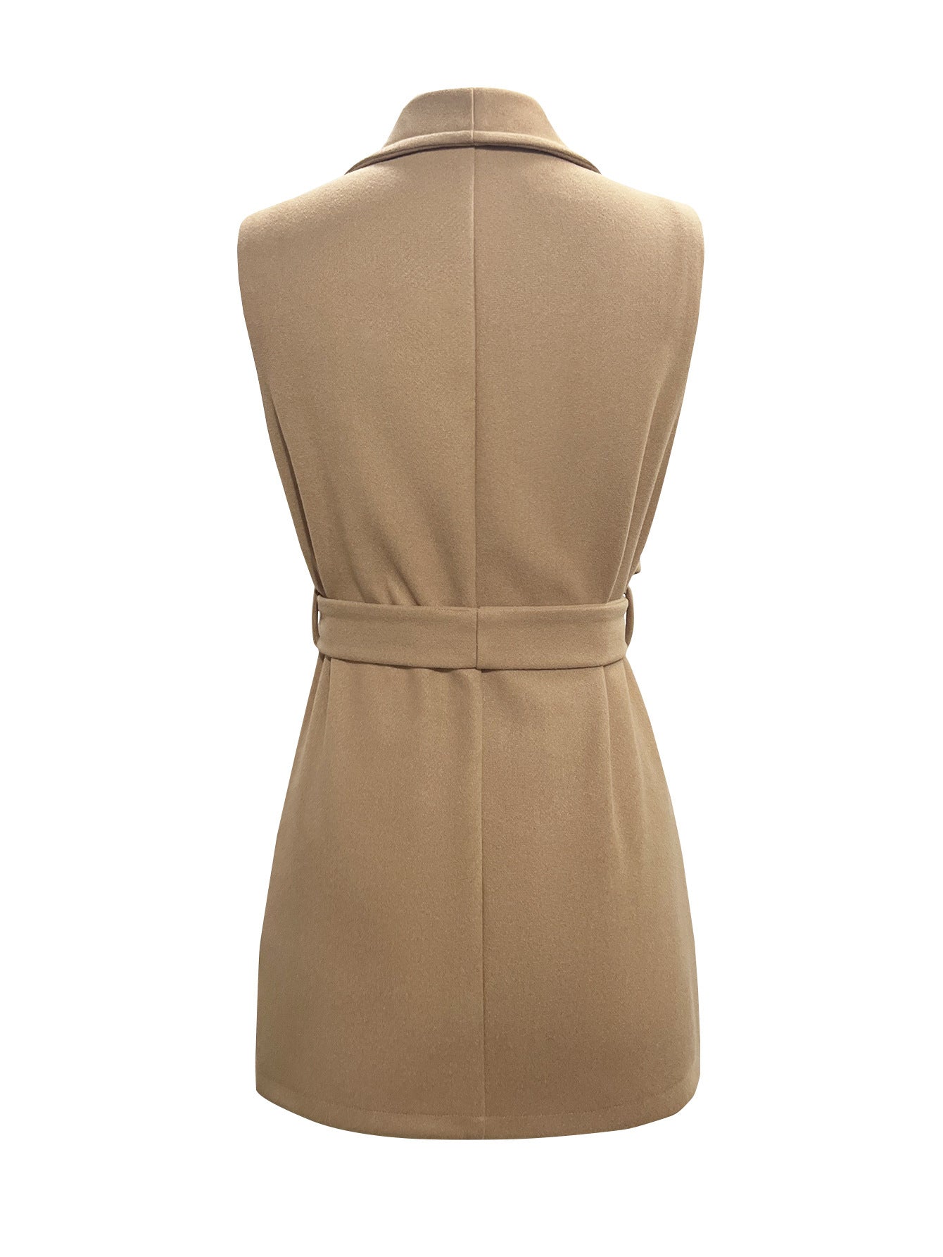 Solid Color Sleeveless Wool Coat
