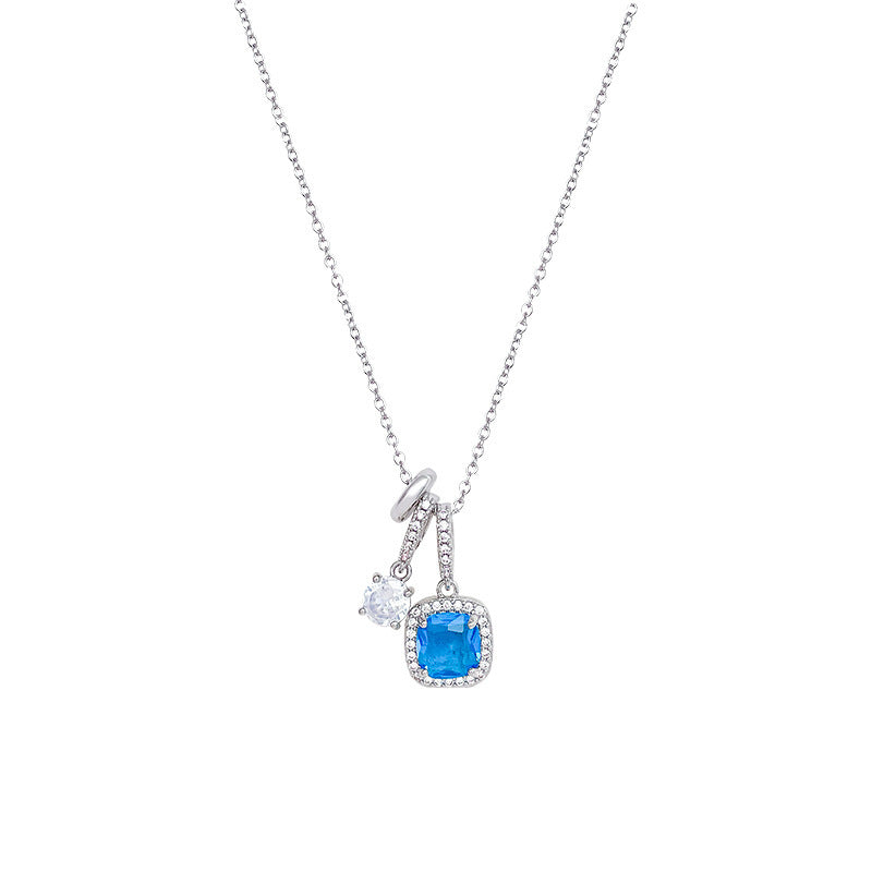 Women's Super Shiny Blue Zircon Necklace Niche High-end Clavicle Chain