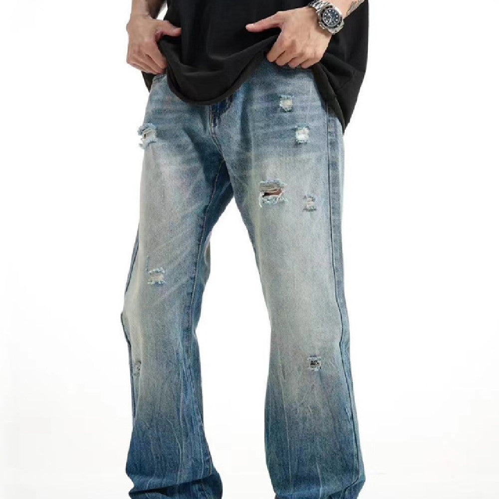 Gradient Water Washed Hole Jeans For Men