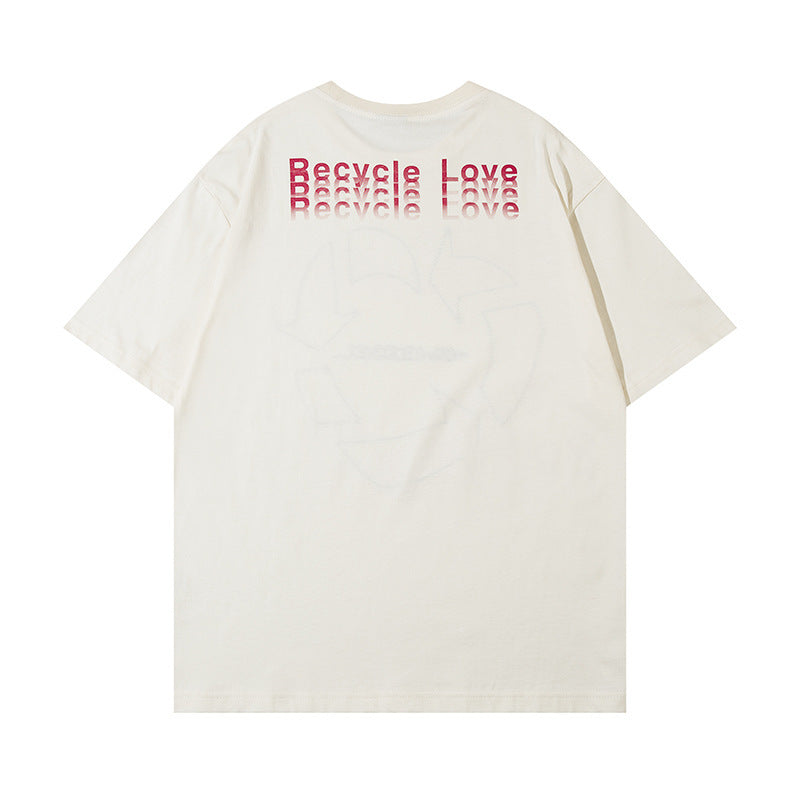 Creative Heart-shaped Printed Short Sleeve Men