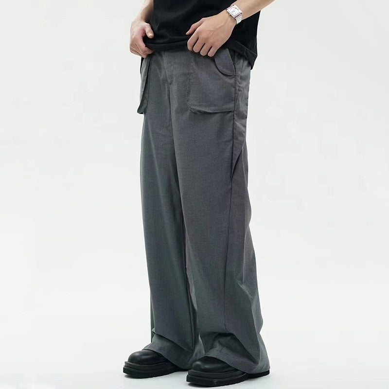 Gray Leisure Cargo Suit Pants Men's Summer Three-dimensional Pocket