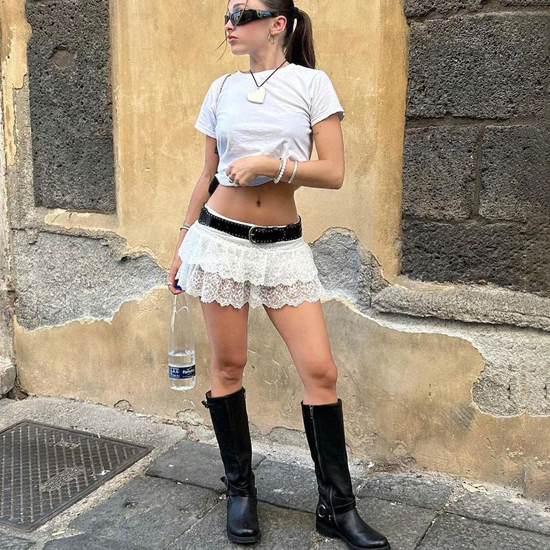 Pure Sexy Lace Low Waist Skirt Pants French