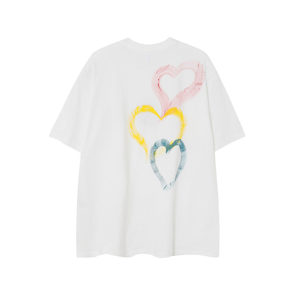 Summer Casual Three-color Love Graffiti Short Sleeve T-shirt