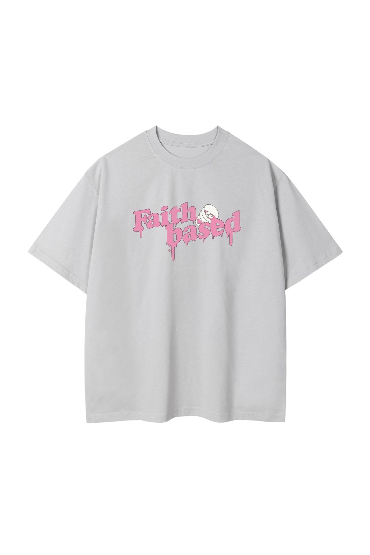 Creative Liquefied Letter Short Sleeve American Heavy Pure Cotton Loose T-shirt