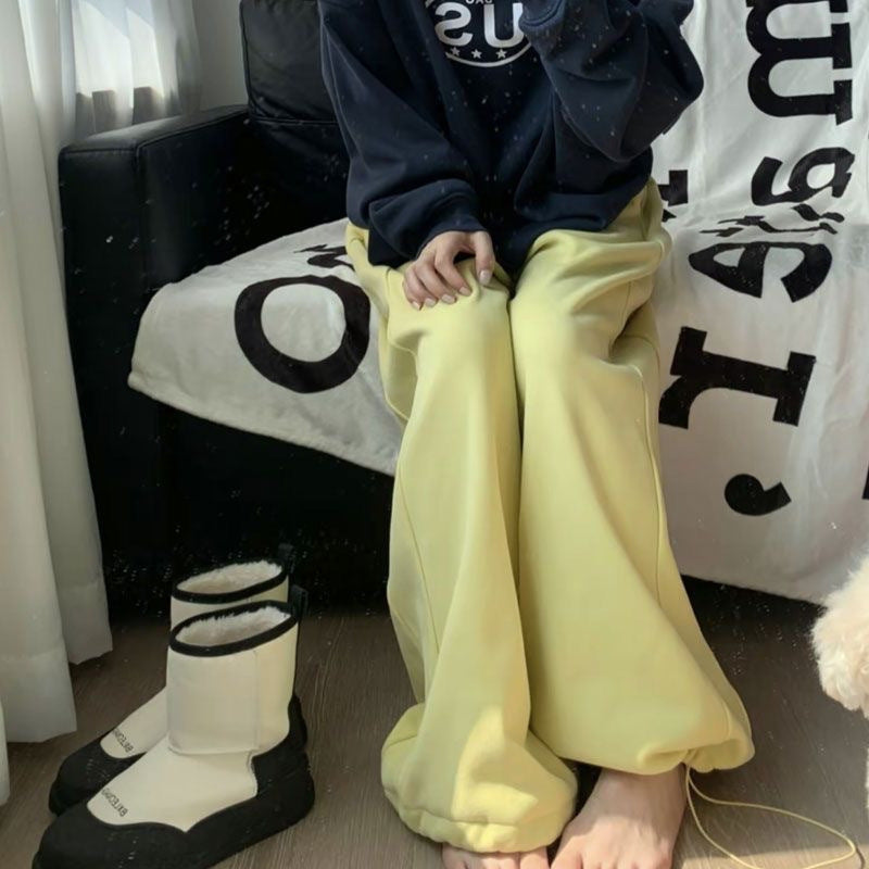 Thick Loose Drawstring Wide Leg Sweatpants